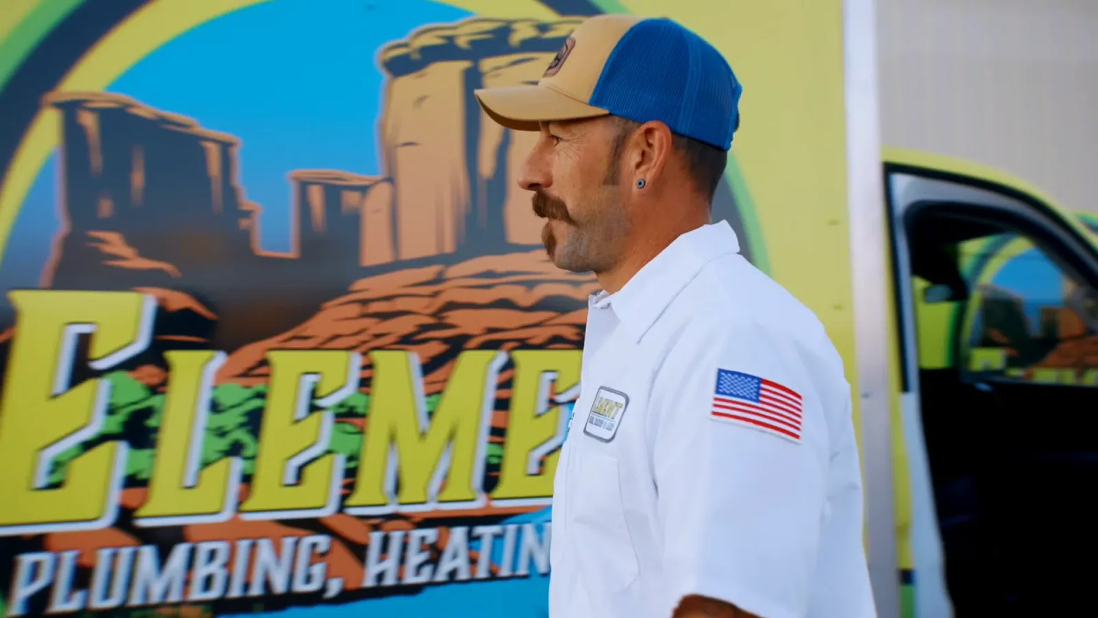 Element plumber arriving at a home in Flagstaff Arizona for a repair