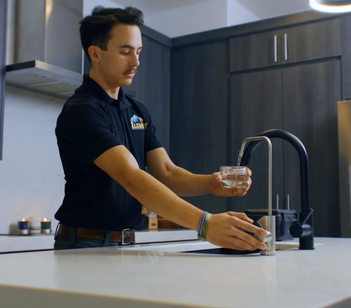 Element Plumbing installing a new water faucet at this home in Flagstaff Arizona