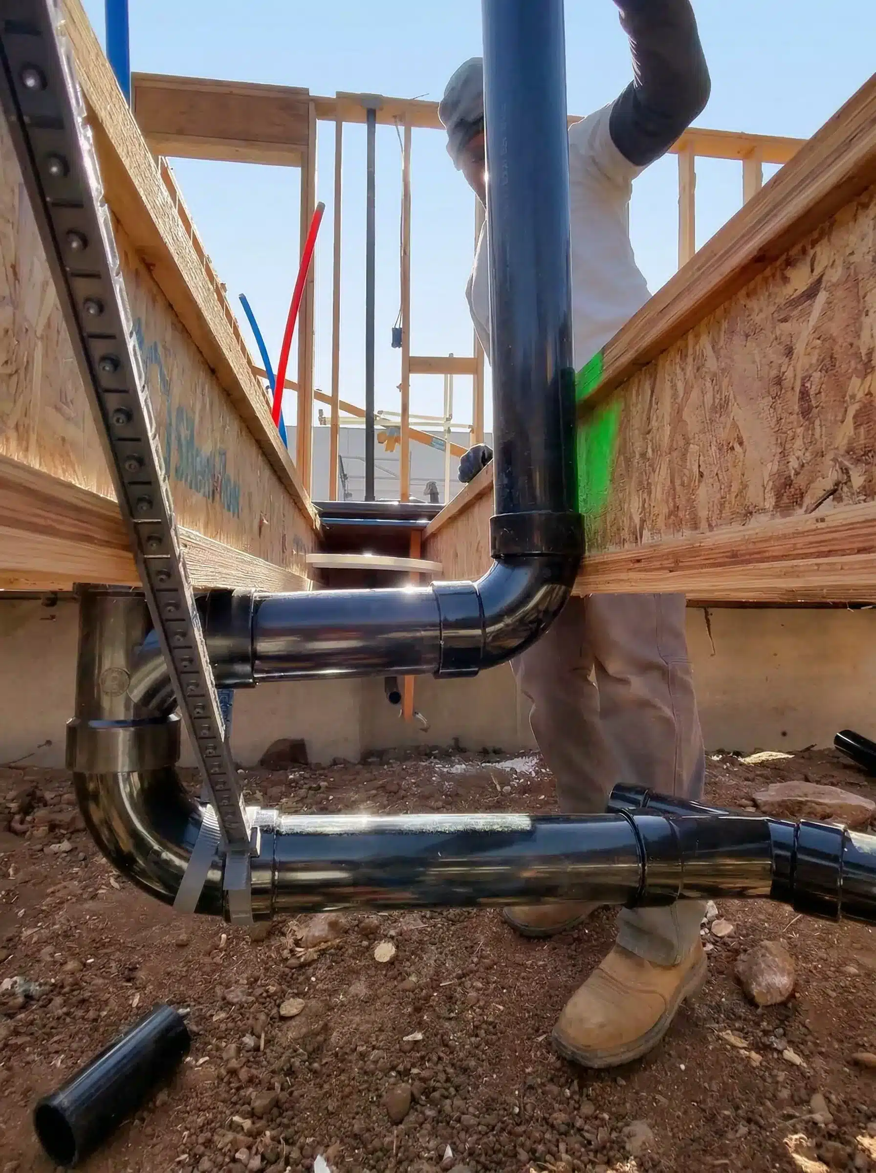 Element Plumbing laying new pipes at a home in Flagstaff Arizona