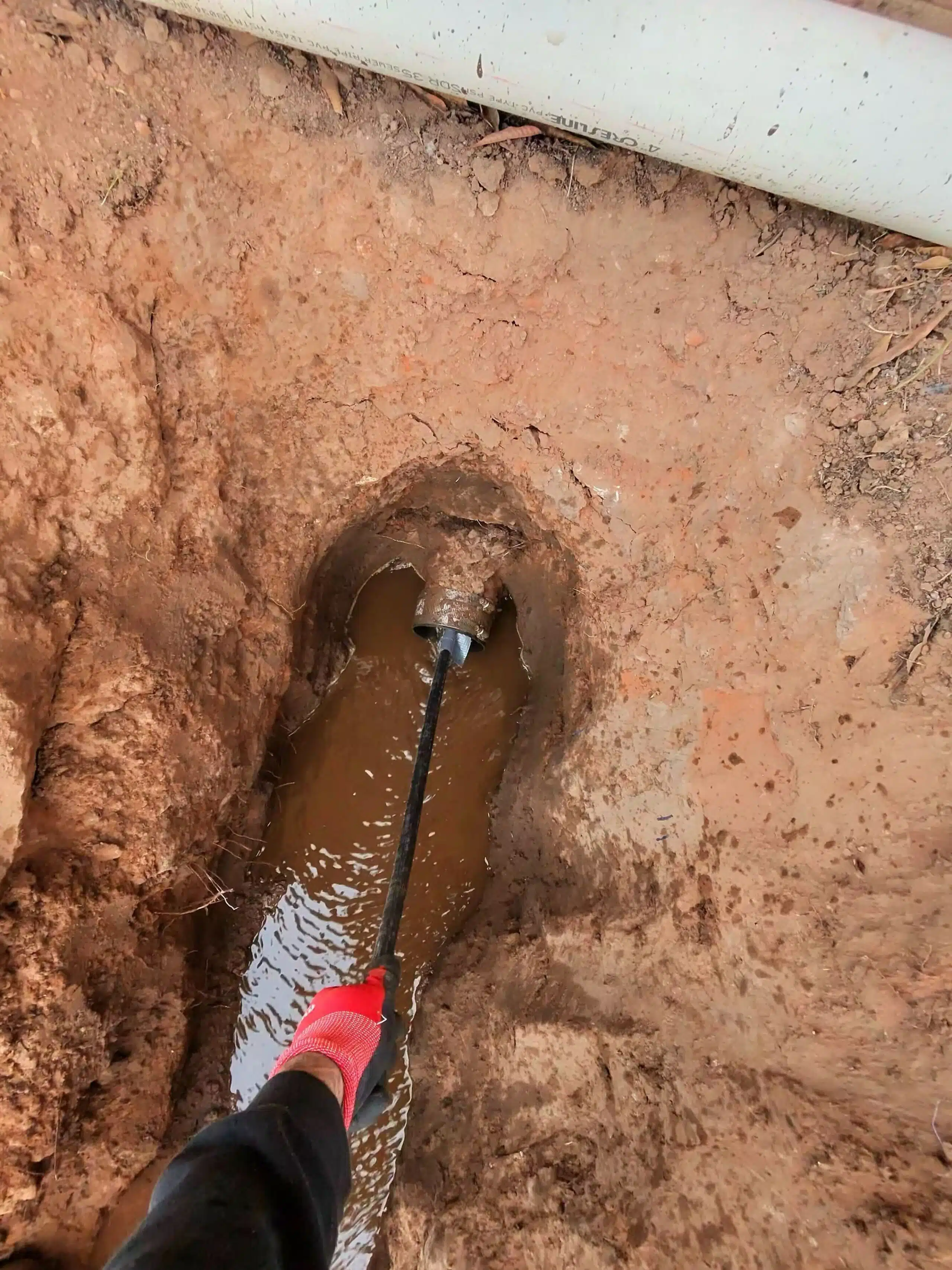 Unclogging a drain pipe from this customers home in Flagstaff Arizona